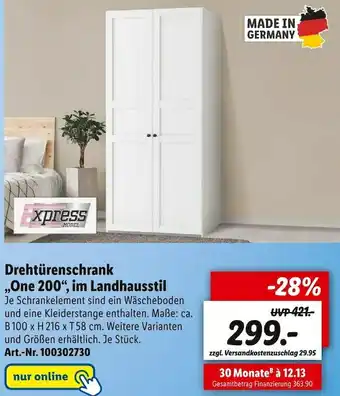 Lidl Express drehtürenschrank „one 200“, im landhausstil Angebot