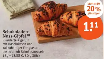 tegut Schokoladen Nuss Gipfel 80 g Angebot