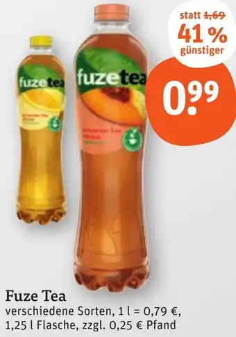 tegut Fuze Tea 1,25 L Flasche Angebot