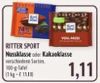 BUNGERT Ritter Sport Nussklasse oder Kakaoklasse 100 g Tafel Angebot