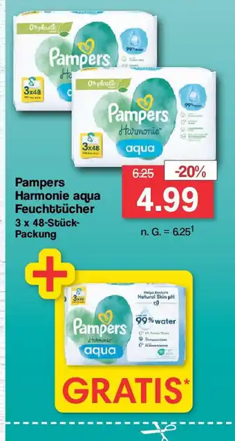 Famila Nord West Pampers Harmonie aqua Feuchttücher 3 x 48-Stück Angebot