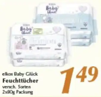 inkoop elkos Baby Glück Feuchttücher 2x80g Packung Angebot