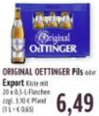 BUNGERT Original Oettinger Pils oder Export 20x0,5 L Flasche Angebot