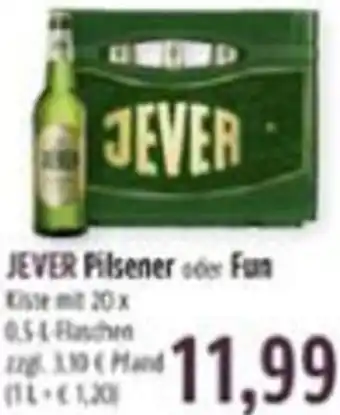 BUNGERT JEVER Pilsener oder Fun 20x0,5 L Flaschen Angebot