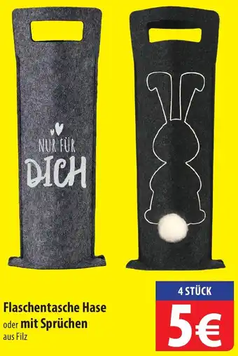 Famila Nord Ost Flaschentasche Hase oder mit Sprüchen 4 Stück Angebot