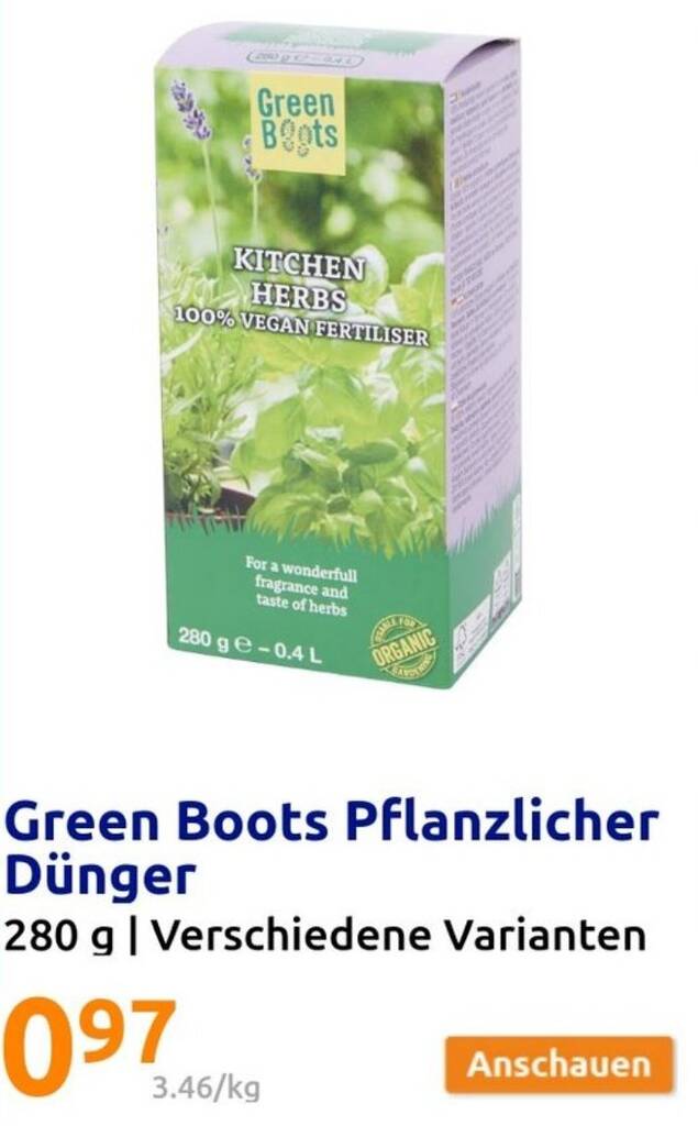 Green Boots Pflanzlicher Dnger 280 g Angebot bei Action