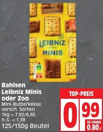 Edeka Bahlsen Leibniz Minis oder Zoo 125/150g Beutel Angebot