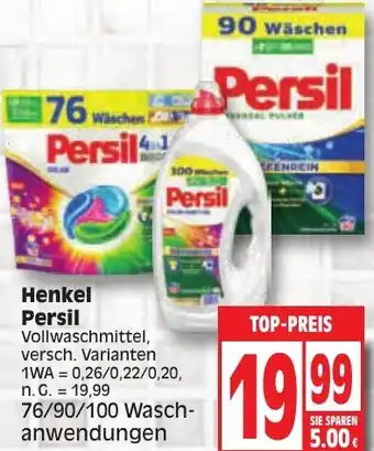 Edeka Henkel Persil Vollwaschmittel 76/90/100 Waschanwendungen Angebot