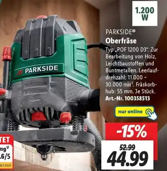 Lidl PARKSIDE Oberfräse ,,POF 1200 D3" Angebot