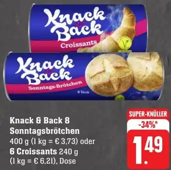 Scheck-in-Center Knack & Back 8 Sonntagsbrötchen 400 g oder 6 Croissants 240 g Angebot