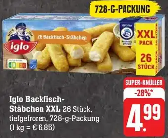 Scheck-in-Center Iglo Backfisch Stäbchen XXL 728 g Packung Angebot