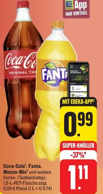 Scheck-in-Center Coca-Cola, Fanta, Mezzo-Mix 1,5 L Angebot