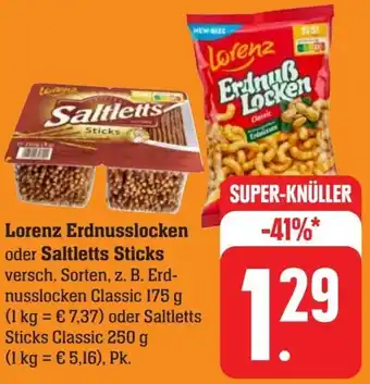 Scheck-in-Center Lorenz Erdnusslocken oder Saltletts Sticks 175/250 g Angebot