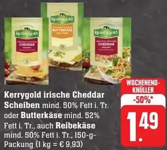 Scheck-in-Center Kerrygold irische Cheddar Scheiben oder Butterkäse auch Reibekäse 150 g Packung Angebot