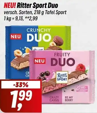 Simmel NEU! Ritter Sport Duo 218 g Tafel Angebot