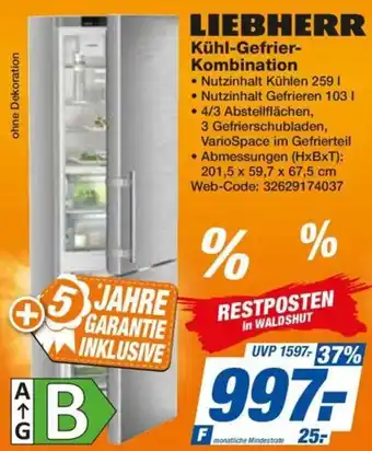 expert Octomedia LIEBHERR Kühl-Gefrier Kombination Angebot