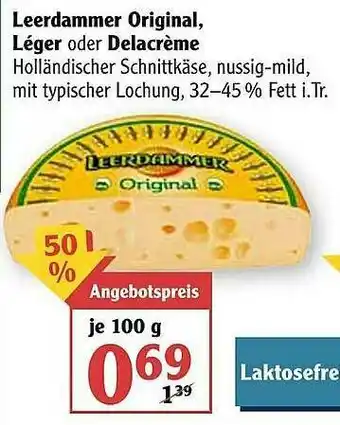 Globus Leerdammer Original, Léger Oder Delacrème Angebot