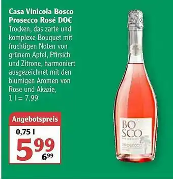 Globus Casa Vinicola Bosco Prosecco Rosé Doc Angebot