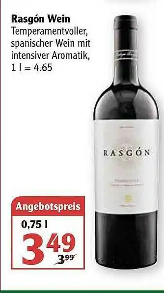 Globus Rasgón Wein Angebot