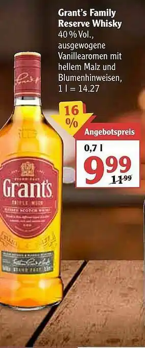 Globus Grant's Family Reserve Whisky Angebot