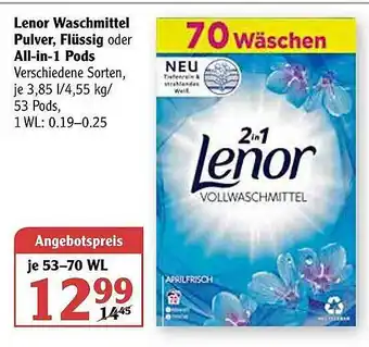 Globus Lenor Waschmittel Pulver, Flüssig Oder Allin1 Pods Angebot