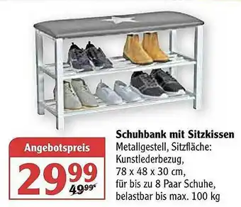 Globus Schuhbank Mit Sitzkissen Angebot