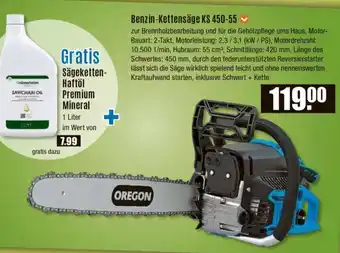 V Baumarkt OREGON Benzin-Kettensäge KS 450-55 Angebot