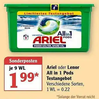 Globus Ariel Oder Lenor Allin1 Pods Testangebot Angebot