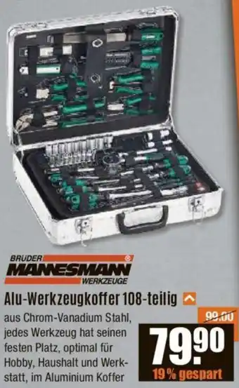 V Baumarkt BRUDER MANNESMANN Alu-Werkzeugkoffer 108-teilig Angebot