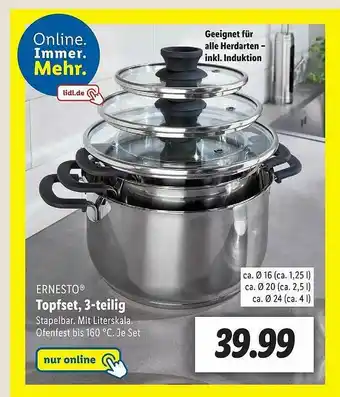 Lidl Ernesto Topfset 3-teilig Angebot