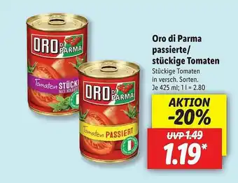 Lidl Oro Di Parma Passierte Oder Stückige Tomaten Angebot