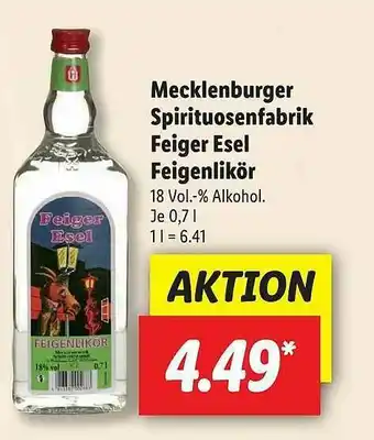 Lidl Mecklenburger Spirituosenfabrik Feiger Esel Feigenlikör Angebot