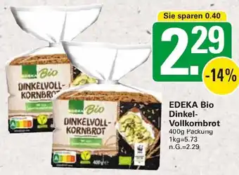 WEZ EDEKA Bio Dinkel-Vollkornbrot 400g Packung Angebot