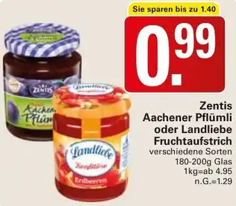 WEZ Zentis Aachener Pflümli oder Landliebe Fruchtaufstrich 180-200g Glas Angebot