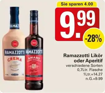 WEZ Ramazzotti Likör oder Aperitif 0,7Ltr. Flasche Angebot