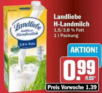 AEZ Landliebe H-Landmilch 1 L Packung Angebot