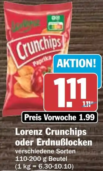 AEZ Lorenz Crunchips oder Erdnußlocken 110-200 g Beutel Angebot