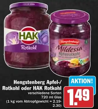 AEZ Hengstenberg Apfel-/ Rotkohl oder HAK Rotkohl 720 ml Glas Angebot