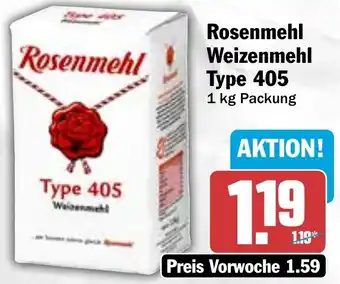 AEZ Rosenmehl Weizenmehl Type 405, 1 kg Packung Angebot