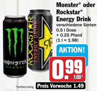 AEZ Monster oder Rockstar Energy Drink 0,5 L Dose Angebot