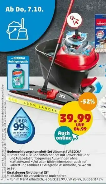 PENNY Bodenreinigungskomplett-set Ultramat Turbo XL Oder Ersatzbezug Für Ultramat XL Angebot