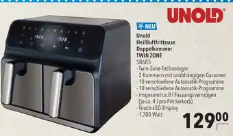 CITTI Markt Unold Heißluftfritteuse Doppelkammer TWIN ZONE 58685 Angebot