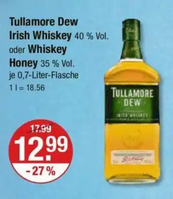 V Markt Tullamore Dew Irish Whiskey oder Whiskey 0,7 Liter Flasche Angebot