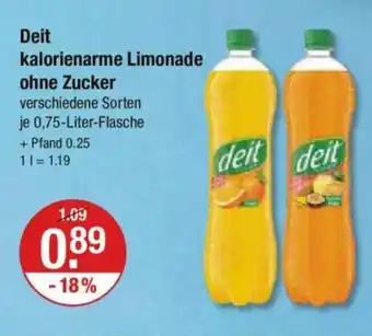 V Markt Deit kalorienarme Limonade ohne Zucker 0,75-Liter-Flasche Angebot