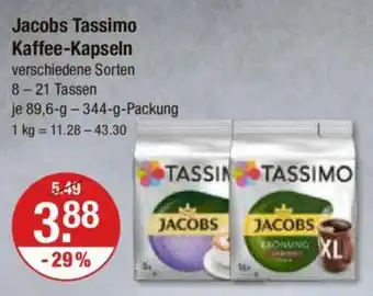 V Markt Jacobs Tassimo Kaffee-Kapseln 89,6-g-344-g-Packung Angebot