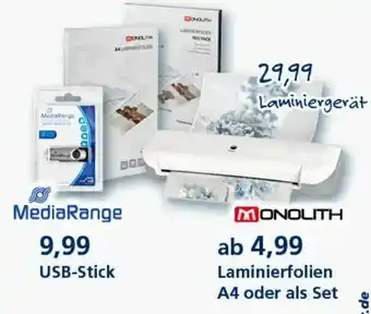 McPaper MediaRange USB Stick oder Monolith Laminierfolien A4 oder als Set Angebot