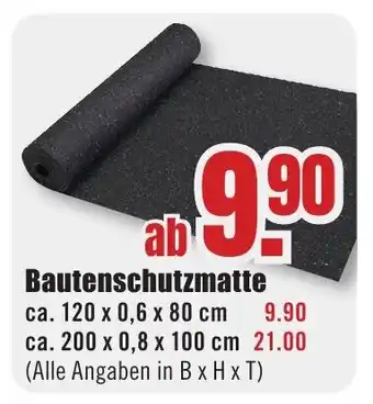 B1 Discount Baumarkt Bautenschutzmatte ca. 120 x 0,6 x 80 cm Angebot