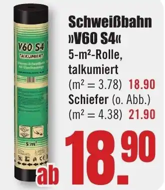 B1 Discount Baumarkt Schweißbahn "V60 S4" 5-m²-Rolle Angebot