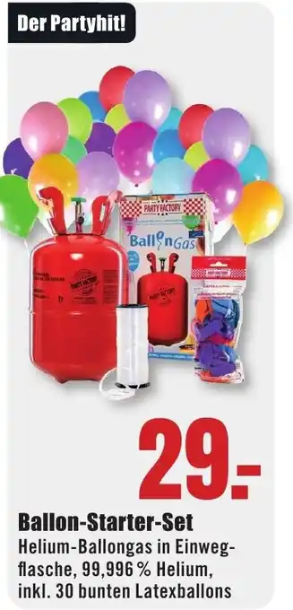 B1 Discount Baumarkt Ballon-Starter-Set Helium-Ballongas in Einweg-flasche, 99,996 % Helium, inkl. 30 bunten Latexballons Angebot