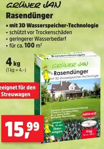 Thomas Philipps GRÜNER JAN Rasendünger mit 3D Wasserspeicher-Technologie 4 kg Angebot